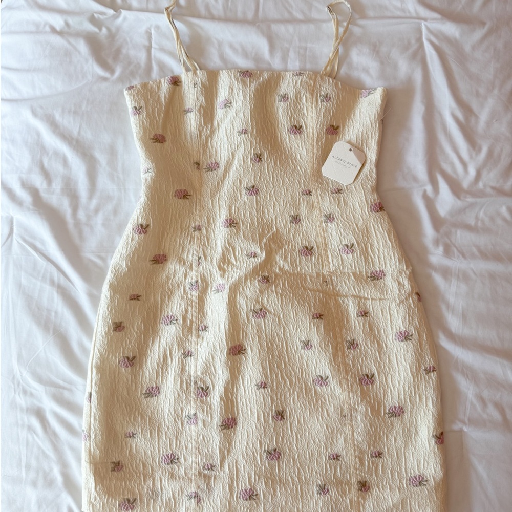 Altar’d State Ivory/Pink Lainey Floral Mini Dress Size Medium